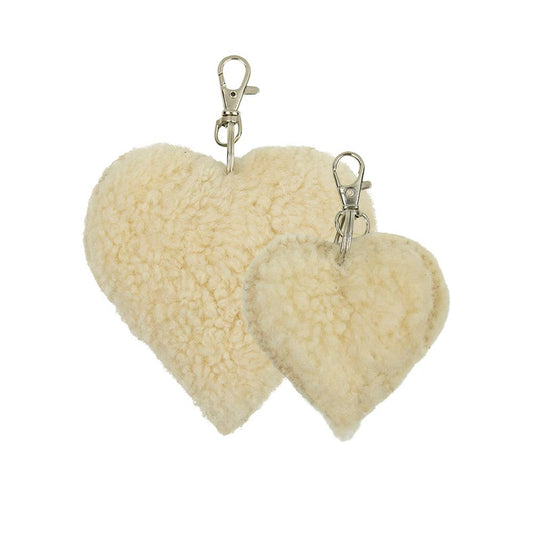 Porte-clés en forme de cœur de mouton blanc 10 cm