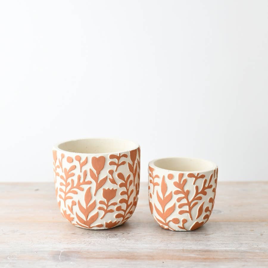 Pot de plante design fleur orange, 11 cm