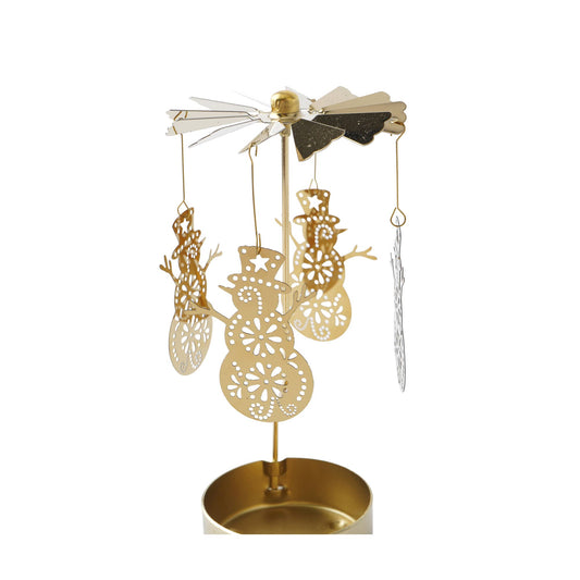 Bougie chauffe-plat en forme de bonhomme de neige en or