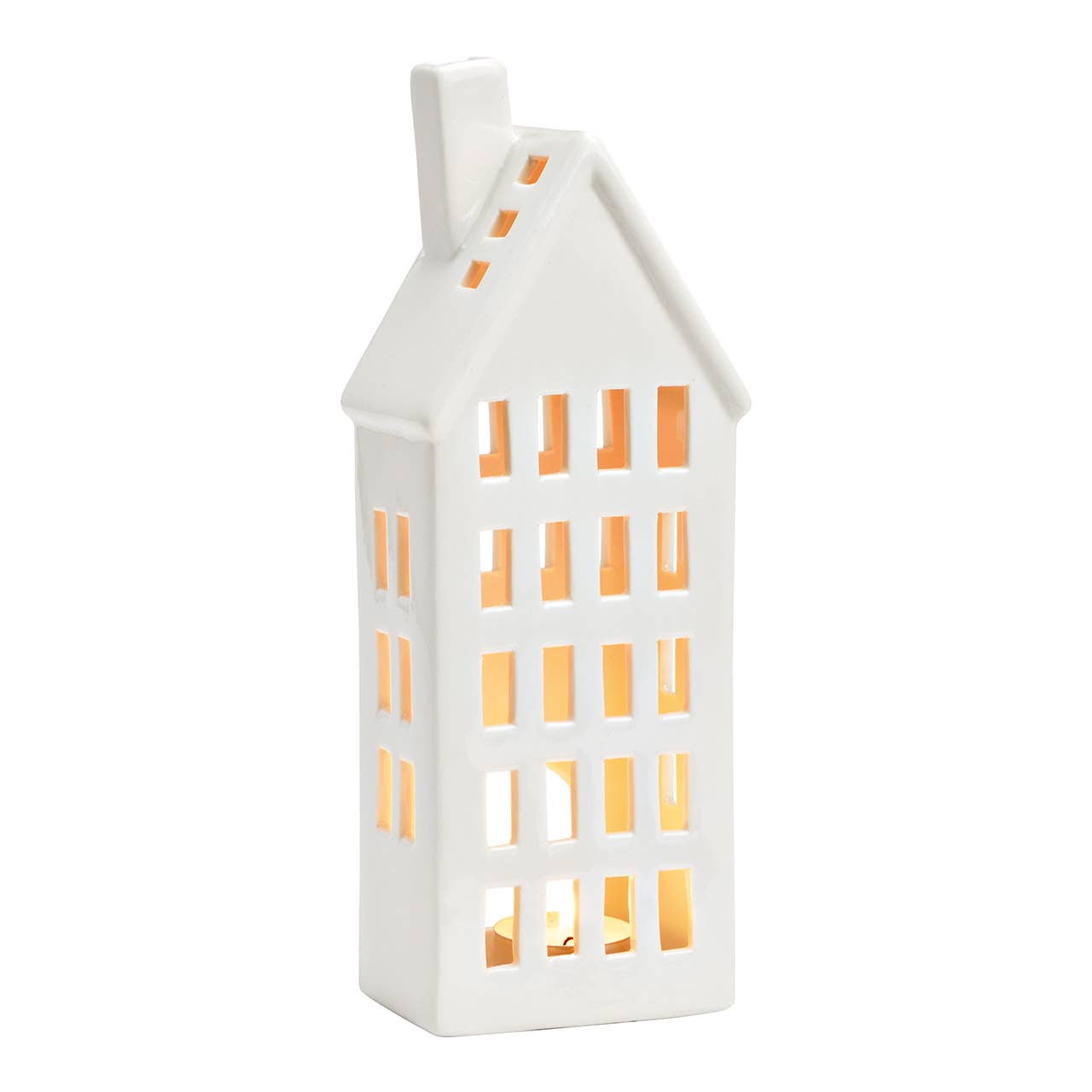 Photophore Maison en porcelaine, Blanc (L/H/P) 10x26x7cm