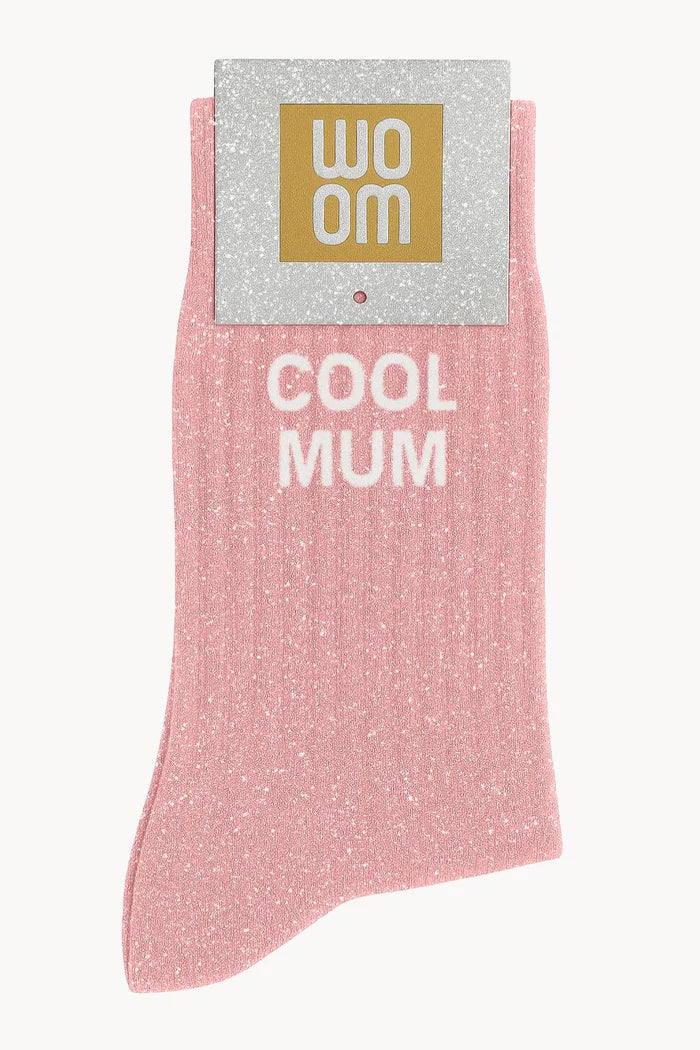 Chaussettes à Paillettes "Cool Mum" Rose -Taille 36-40