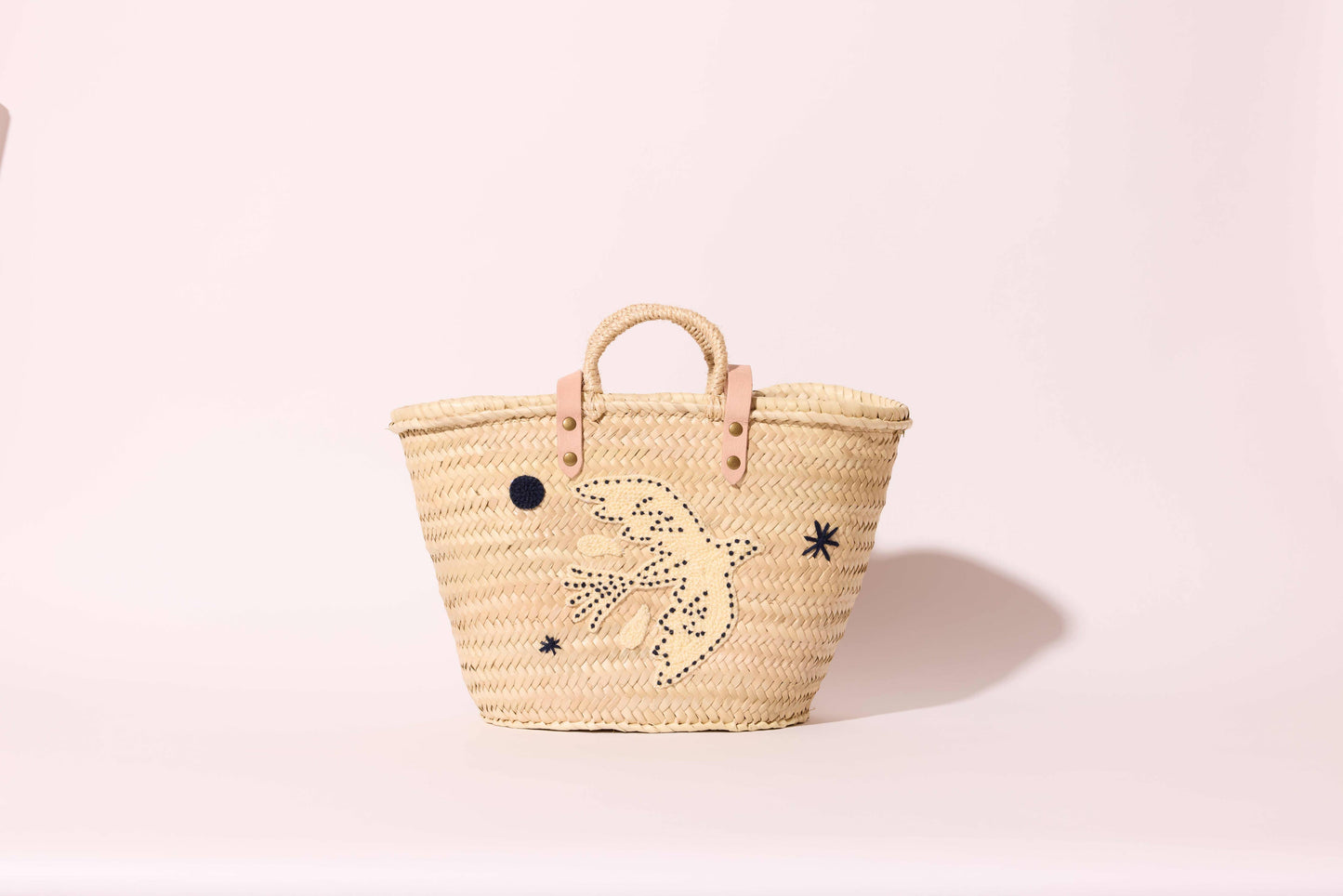 PANIER BRODÉ OISEAU BLEU MARINE PALOMA