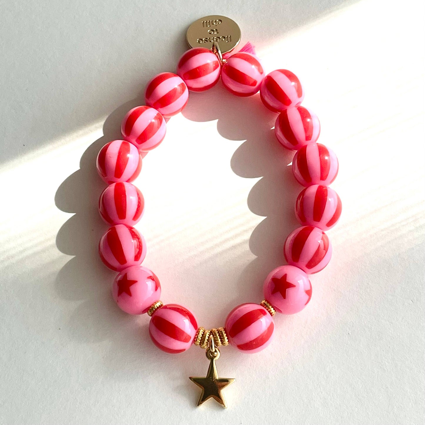 Bracelet SWEET CANDY STRIPE STAR, bracelet de perles élastique