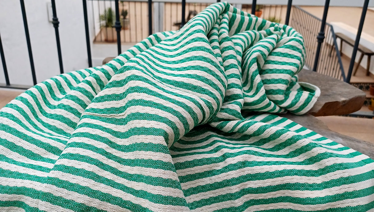 Fouta Atlántico Vert nid d'abeille 100% coton