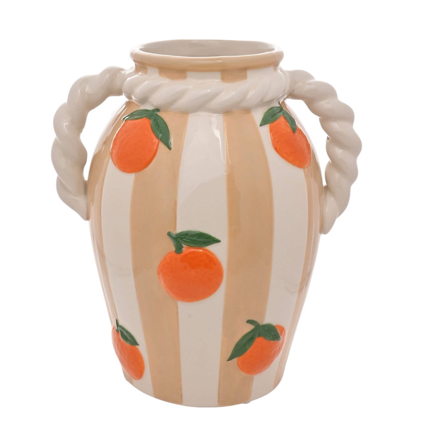 Vase Rayé Hestia Avec Oranges Et Anse Effet Corde