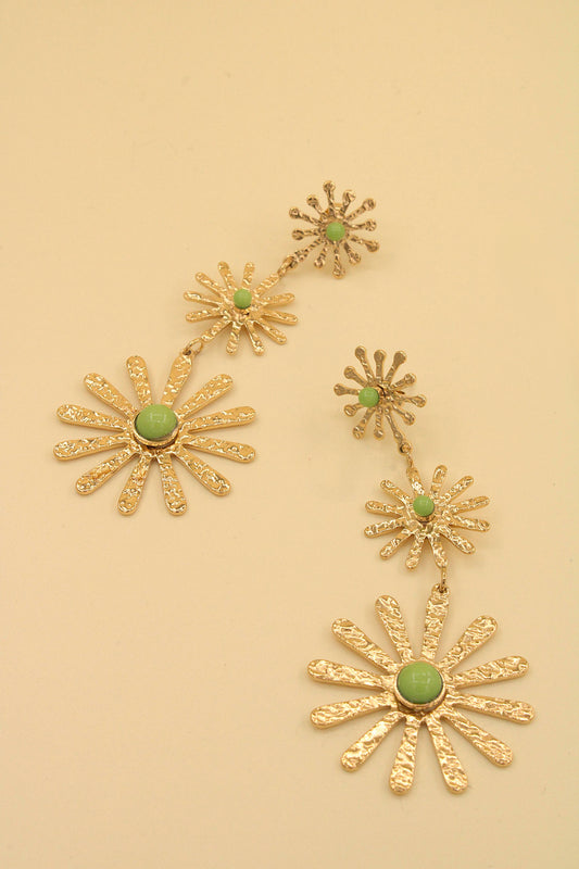 Boucles d'oreilles fleurs acier inoxydable: Turquoise / TU