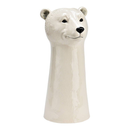 Vase tête d'ours polaire en céramique, blanc (L/H/P) 14x28x13cm