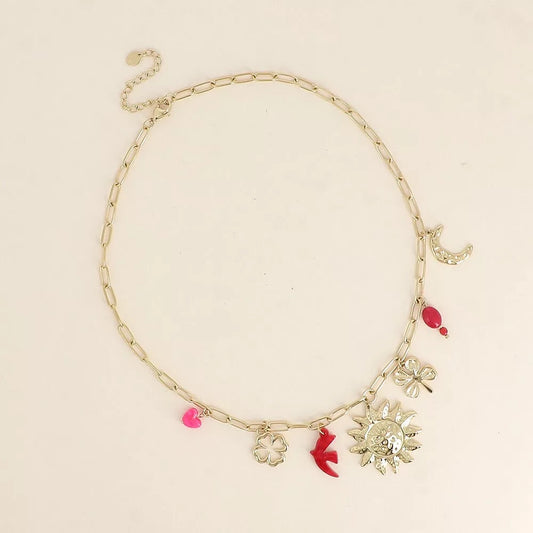 Collier pampilles Soleil & trèfle