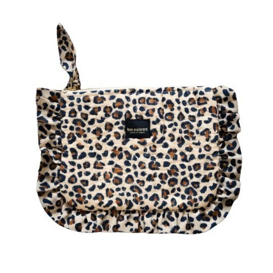 Pochette plate M - léopard beige
