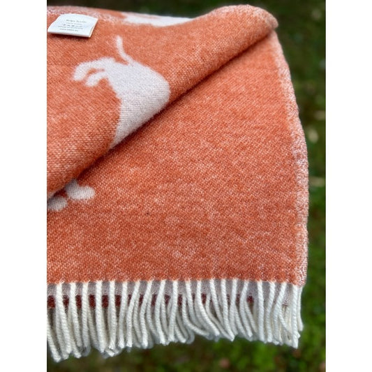 Teckel Plaid / couverture 100% vierge en laine/ Rouille
