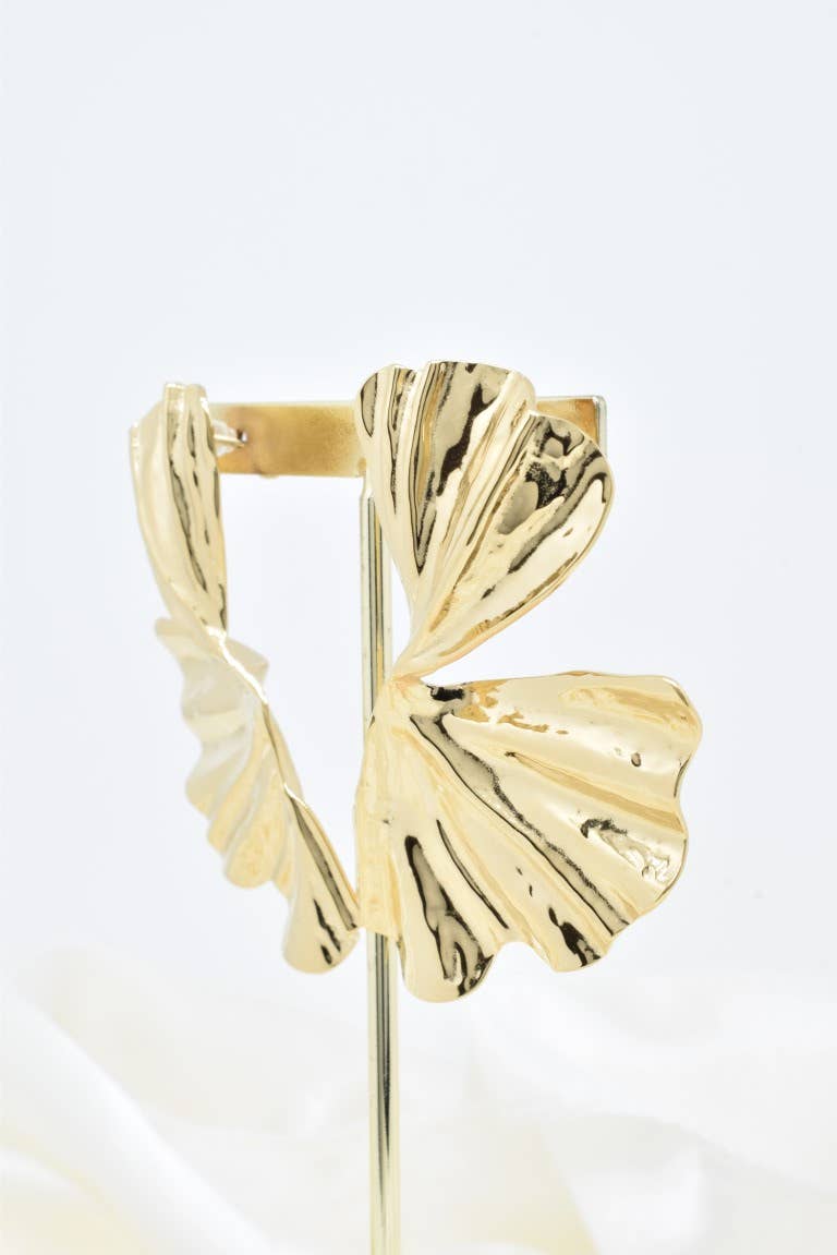 Boucles d'oreilles texturées en acier inoxydable -BO100331: Doré