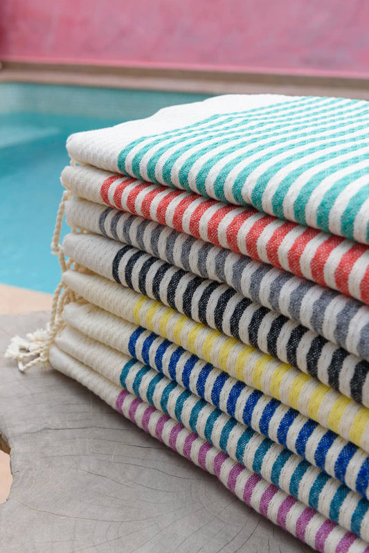 Fouta Atlántico Rosa nid d'abeille 100% coton