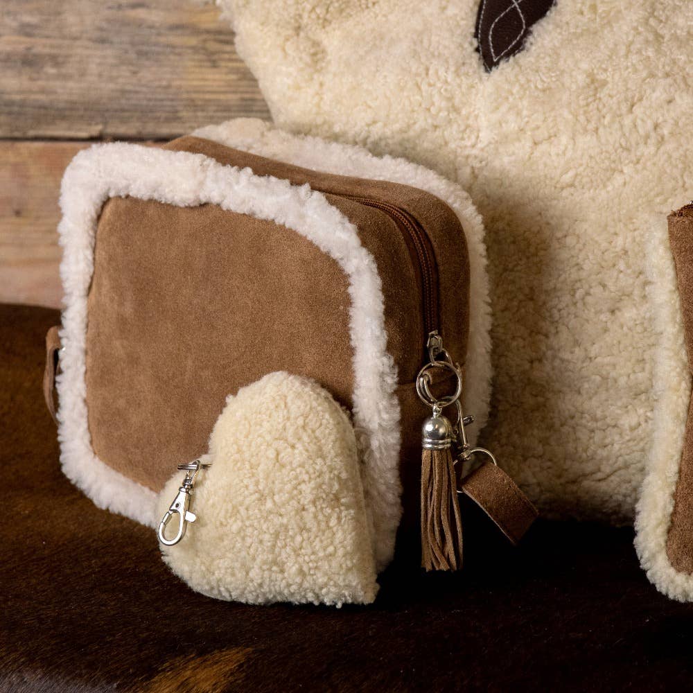 Porte-clés en forme de cœur de mouton blanc 10 cm
