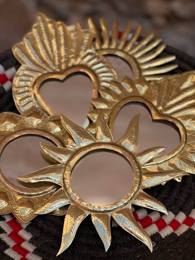 Miroir Sun Flower 2, bronze, doré, miroir