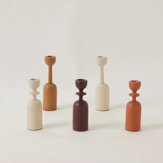 Bougeoir Terra - 14 cm - Écru