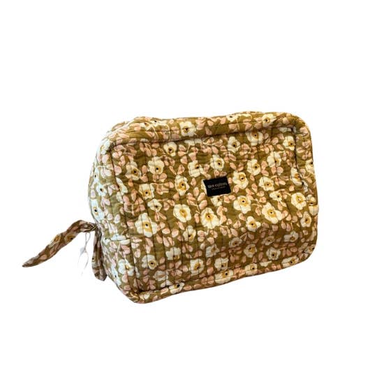 Trousse de toilette - flower seventies kaki