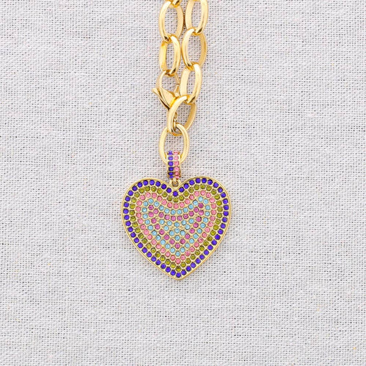 Collier en acier avec pendentif cœur en cristal: Combiné 3