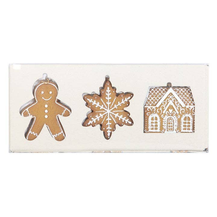 Lot de 3 décorations de Noël à suspendre en forme de pain d'épice