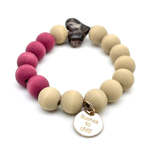 Bracelet LEO X WOOD élastique en perles