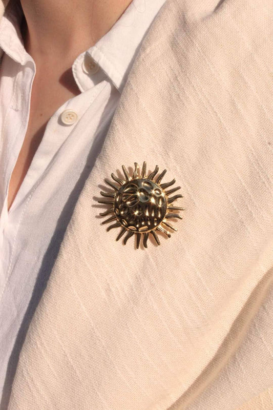 Broche soleil en acier inoxydable: Doré / TU