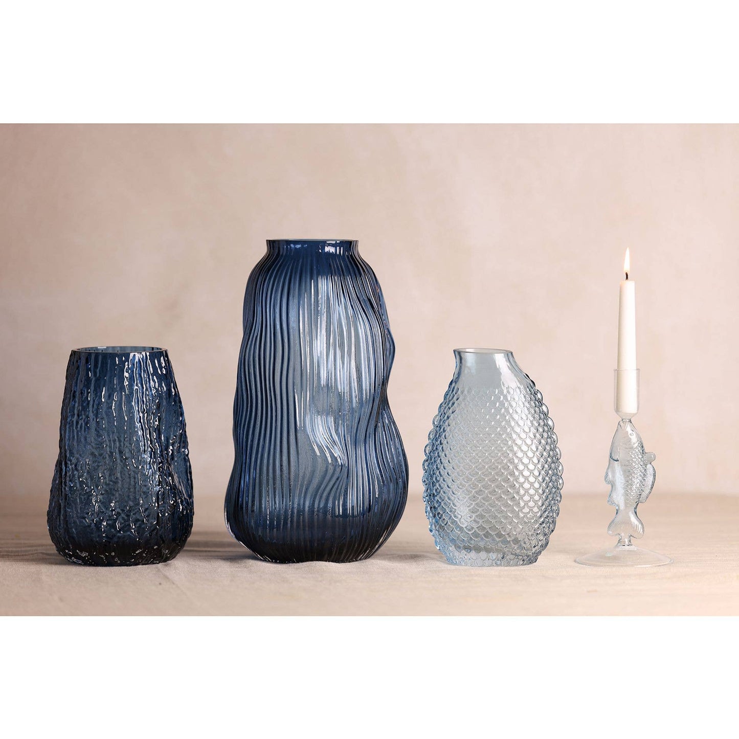Bougeoir en verre pour bougie conique Hestia Fish