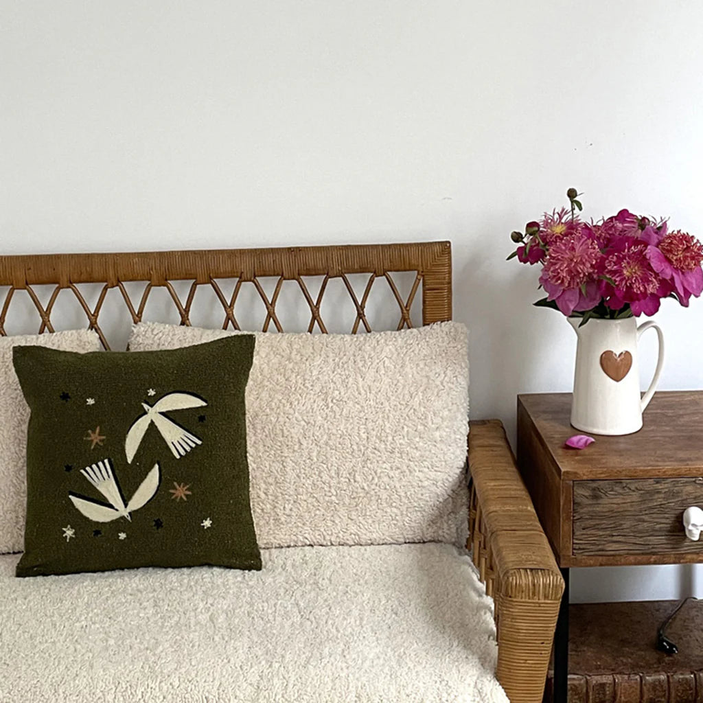 Coussin colombe kaki 40x40