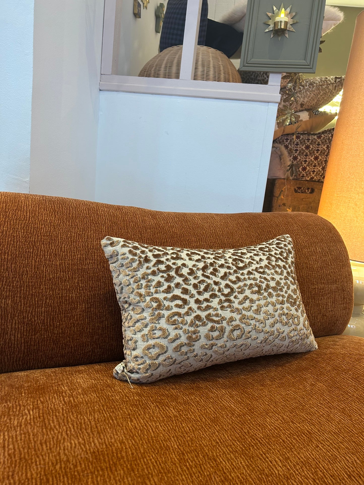 Housse de coussin Jacquard Léopard 30x50 cm