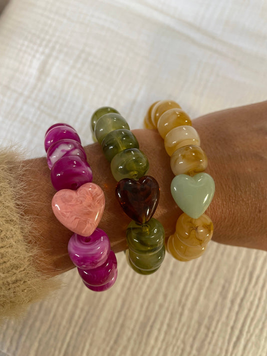 Charlie, bracelet: Beige/vert / 19 cm