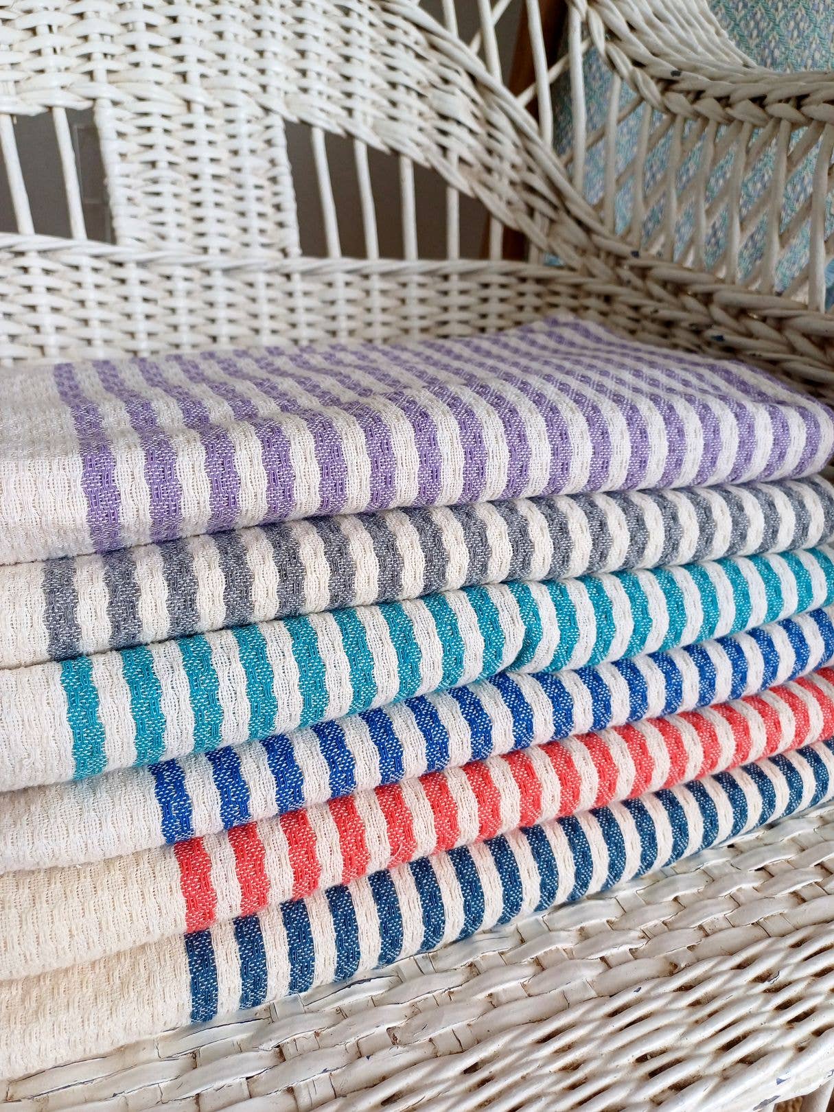 Fouta Atlántico Vert nid d'abeille 100% coton