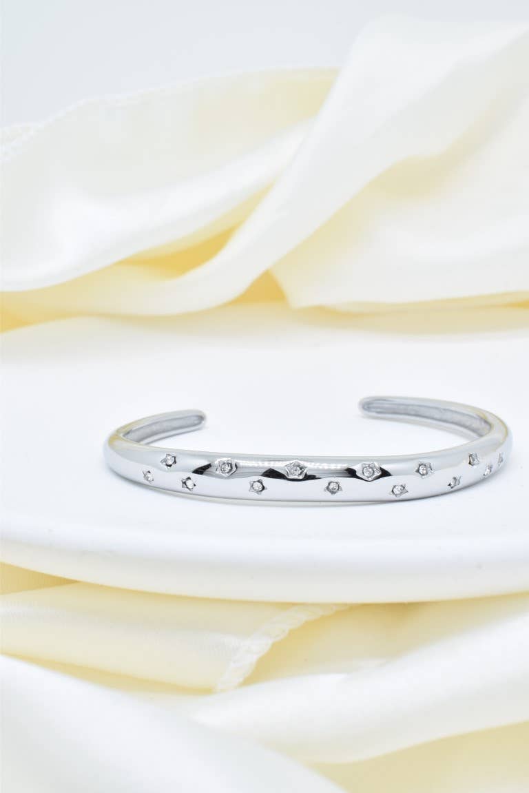 Bracelet jonc cristaux en acier inoxydable - BR110296: Doré