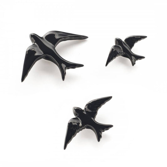 Ensemble de décoration murale en céramique avec hirondelles. (Aurites): Bleu cobalt