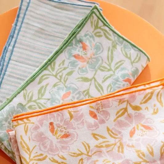 Lot de 2 Serviettes de Table - Rayures Blue Green