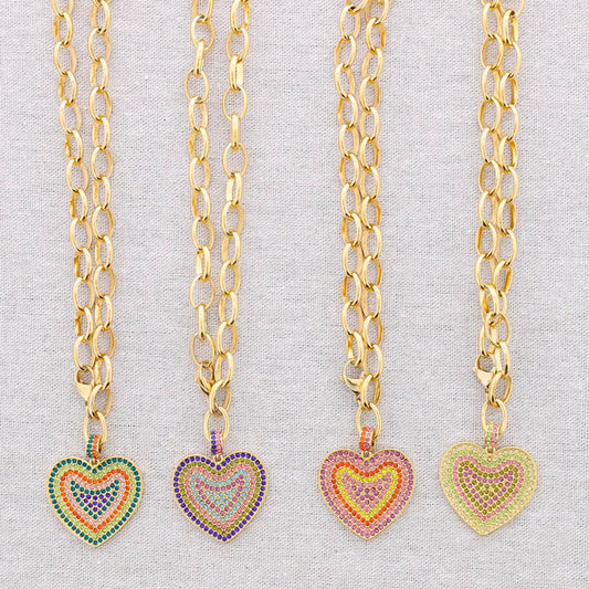 Collier en acier avec pendentif cœur en cristal: Combiné 2