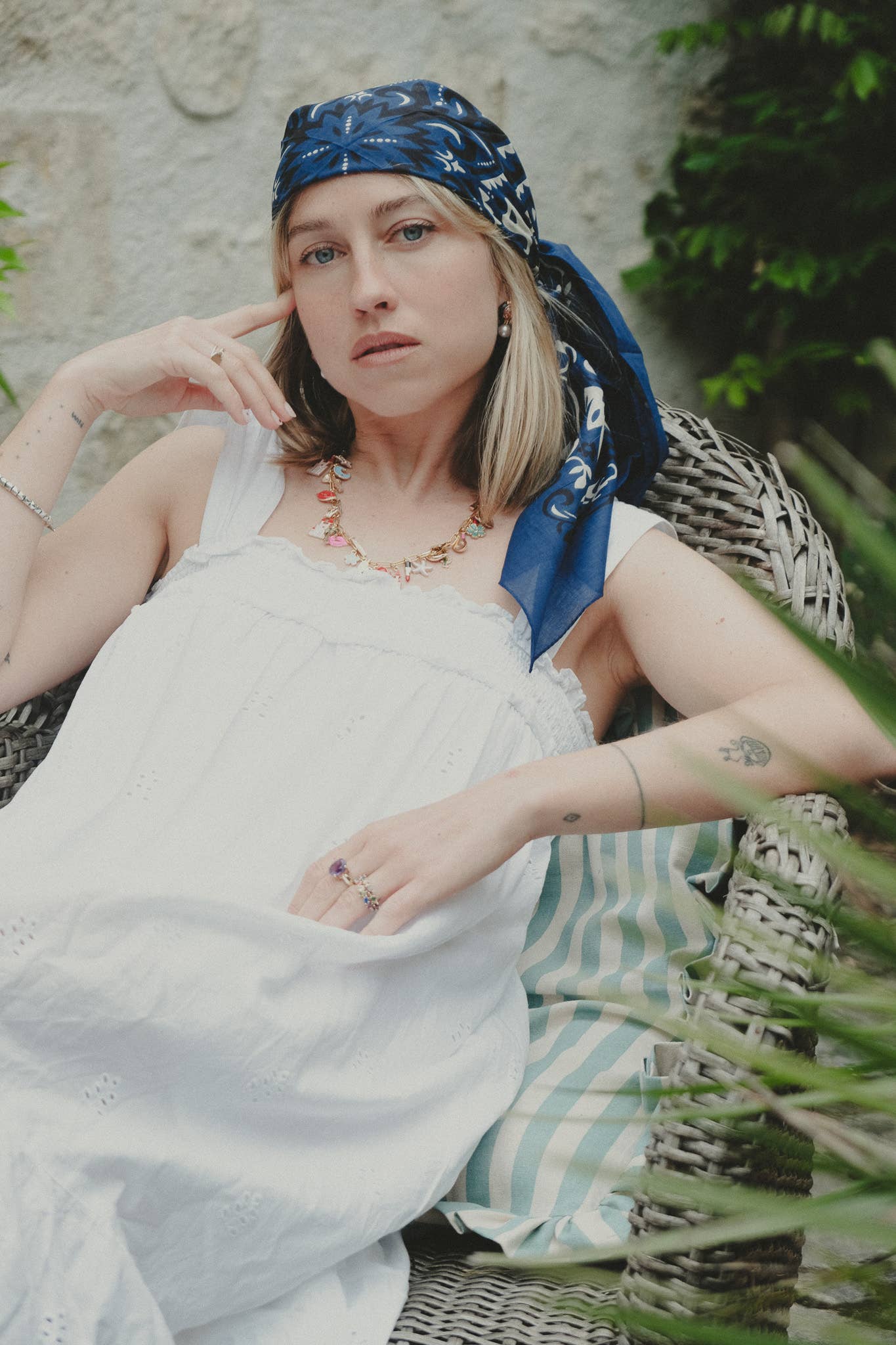 Bandana navy coton