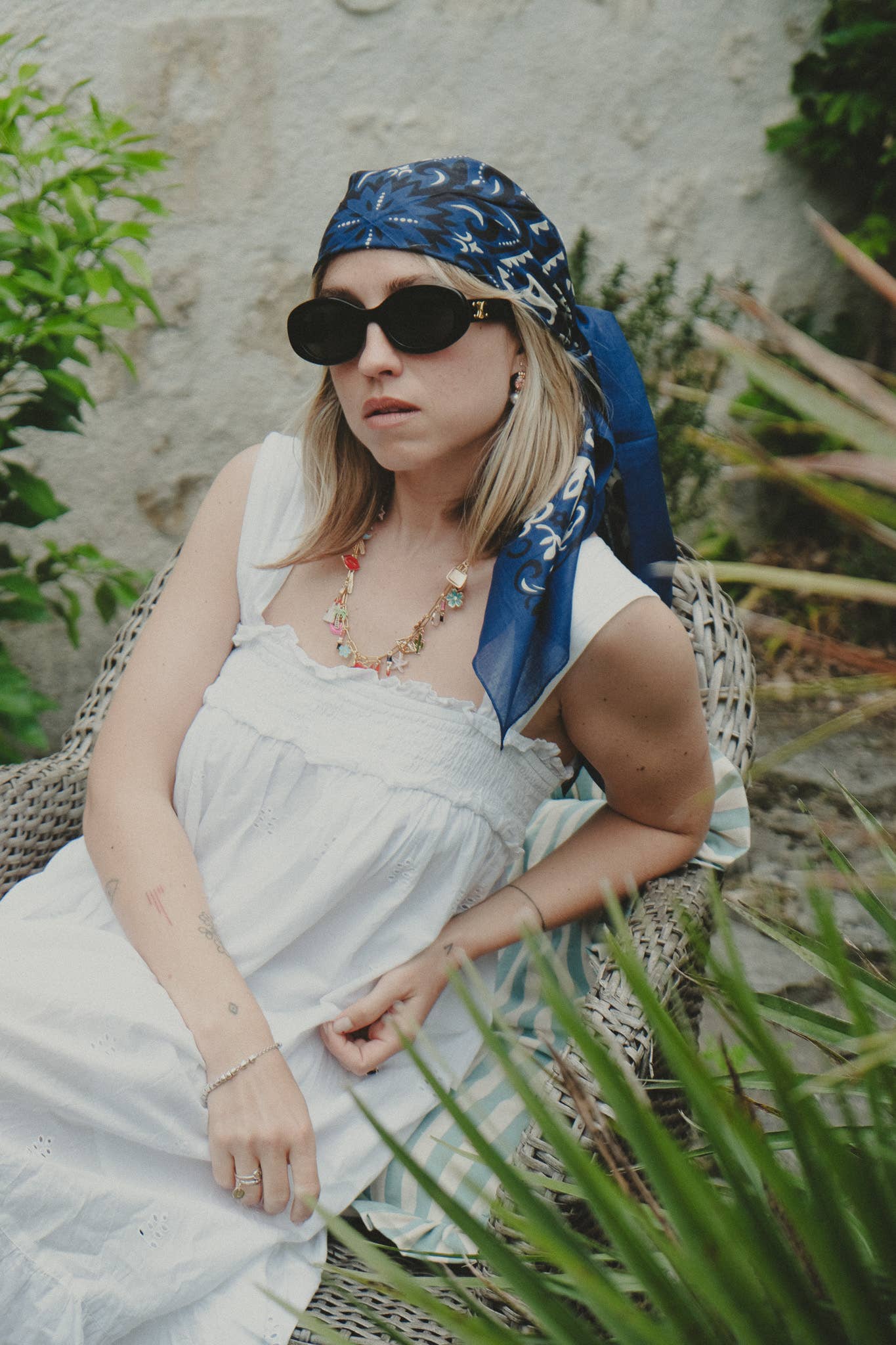 Bandana navy coton