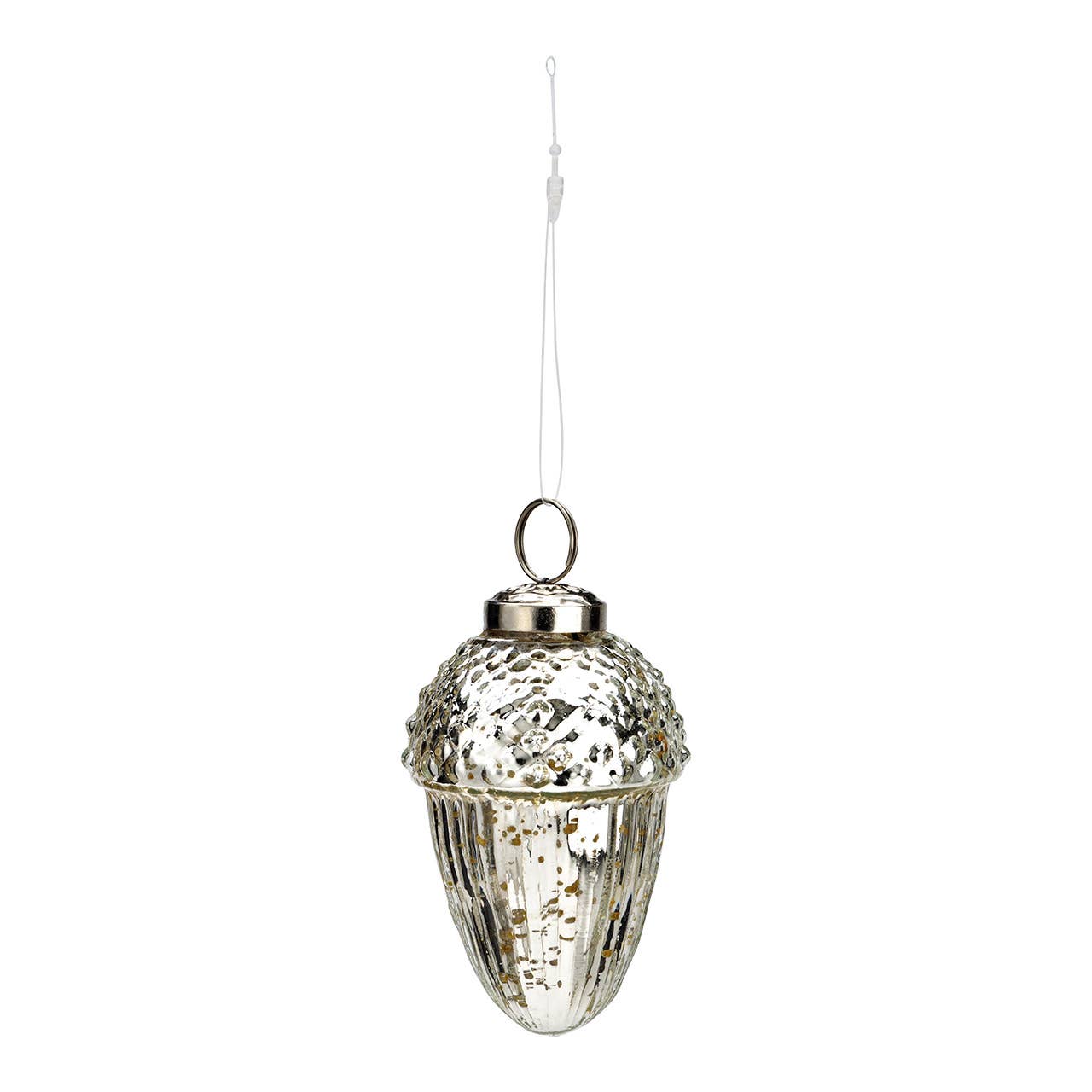 Suspension de Noël gland en verre, argent (L/H/P) 5x9x5cm