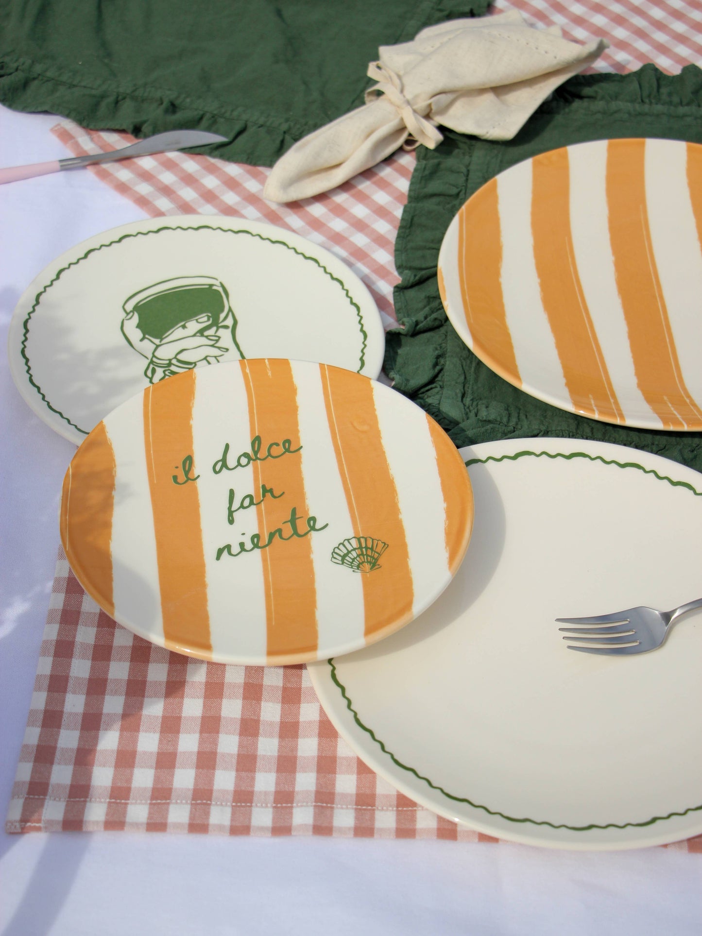 Assiette à Dessert Verte Ambiance Vacances