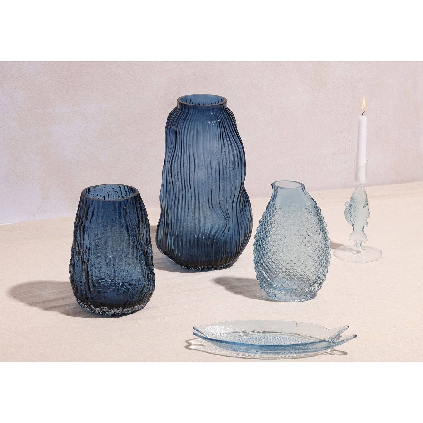 Bougeoir en verre pour bougie conique Hestia Fish