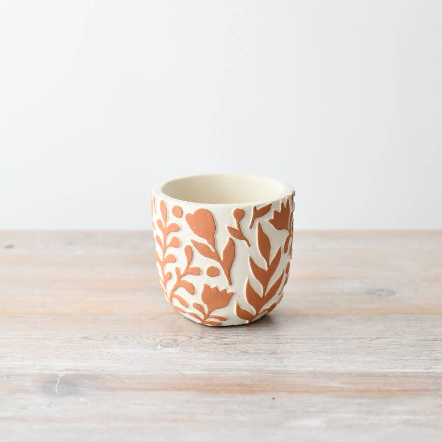Pot de plante design fleur orange, 11 cm