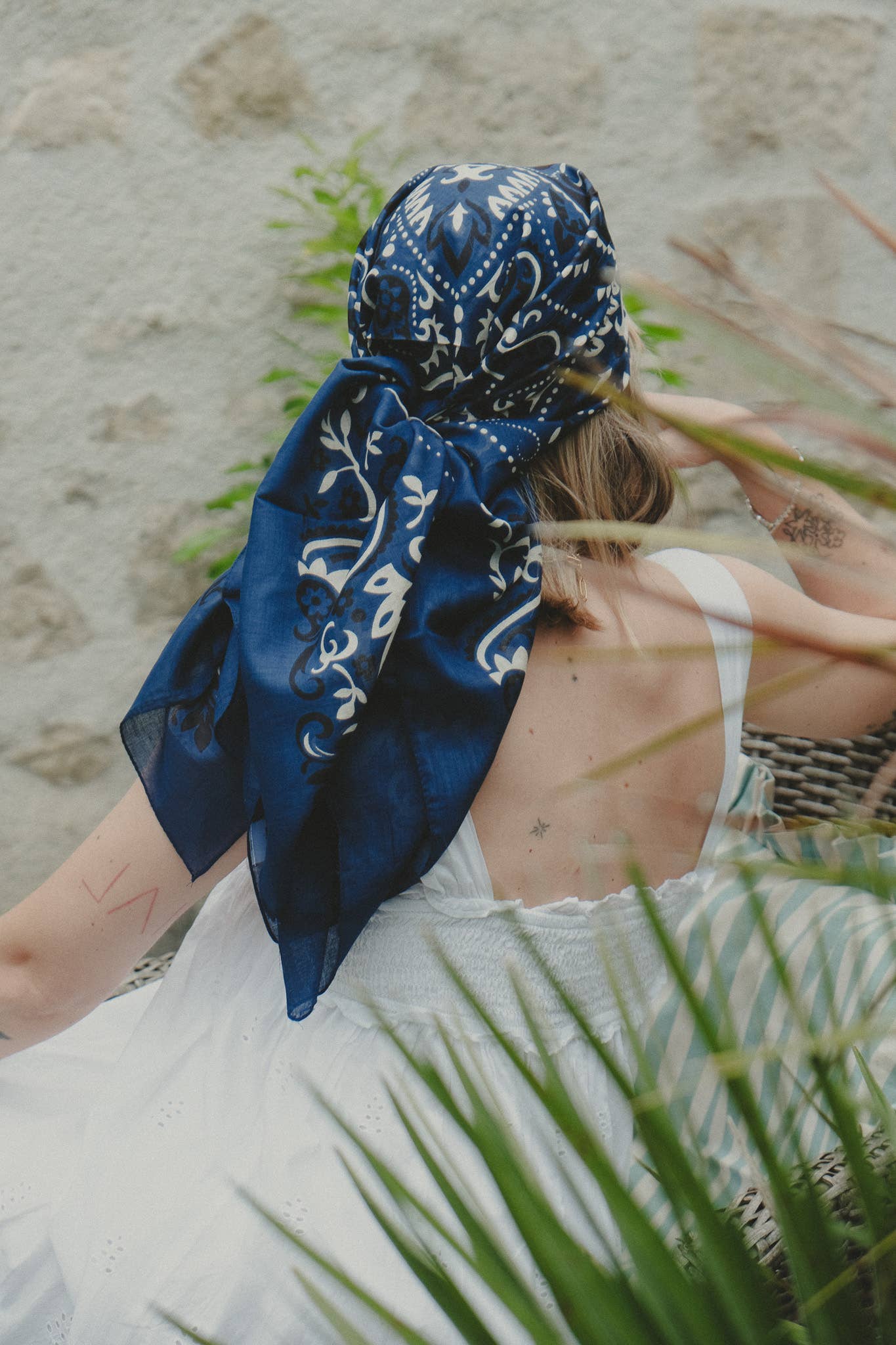 Bandana navy coton