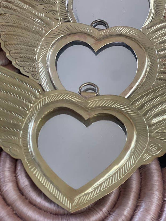 Cœur ailé miroir, Laiton, or