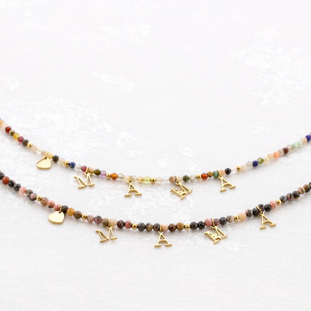 Collier Maman Acier: Rose