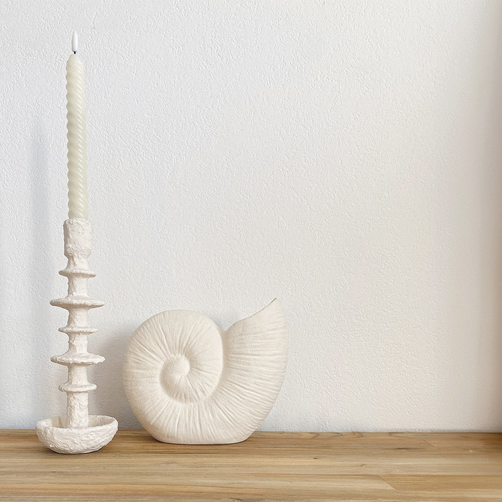 Vase ceramic Coquillage blanc texturé