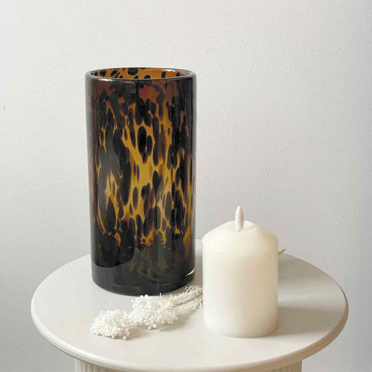 Vase Tube léopard brun gm