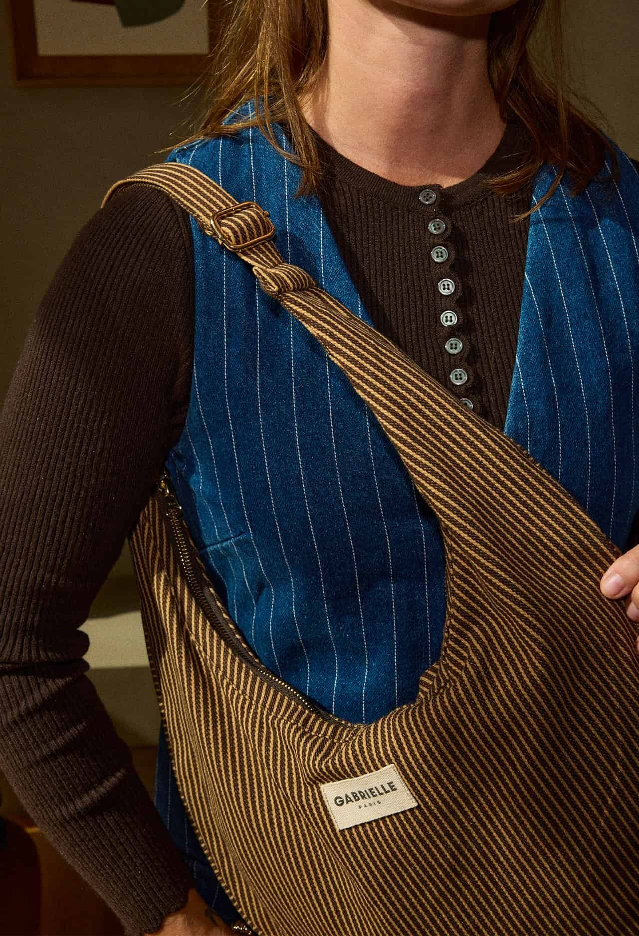 Sac New B en coton Rayures Café: RAYURES CAFÉ