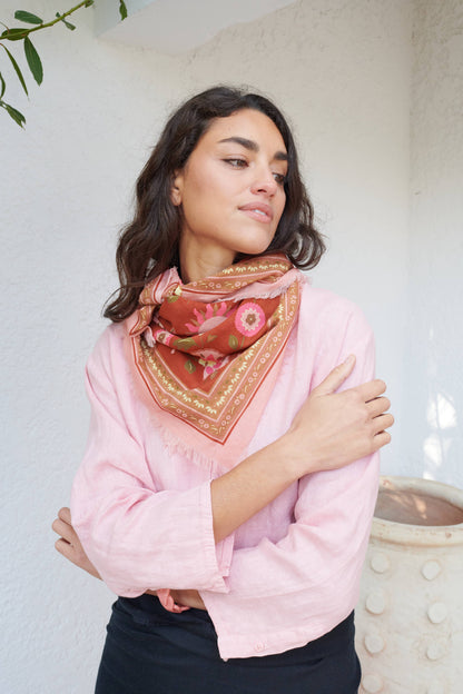 FOULARD COTON TERRACOTTA BOHEMIA