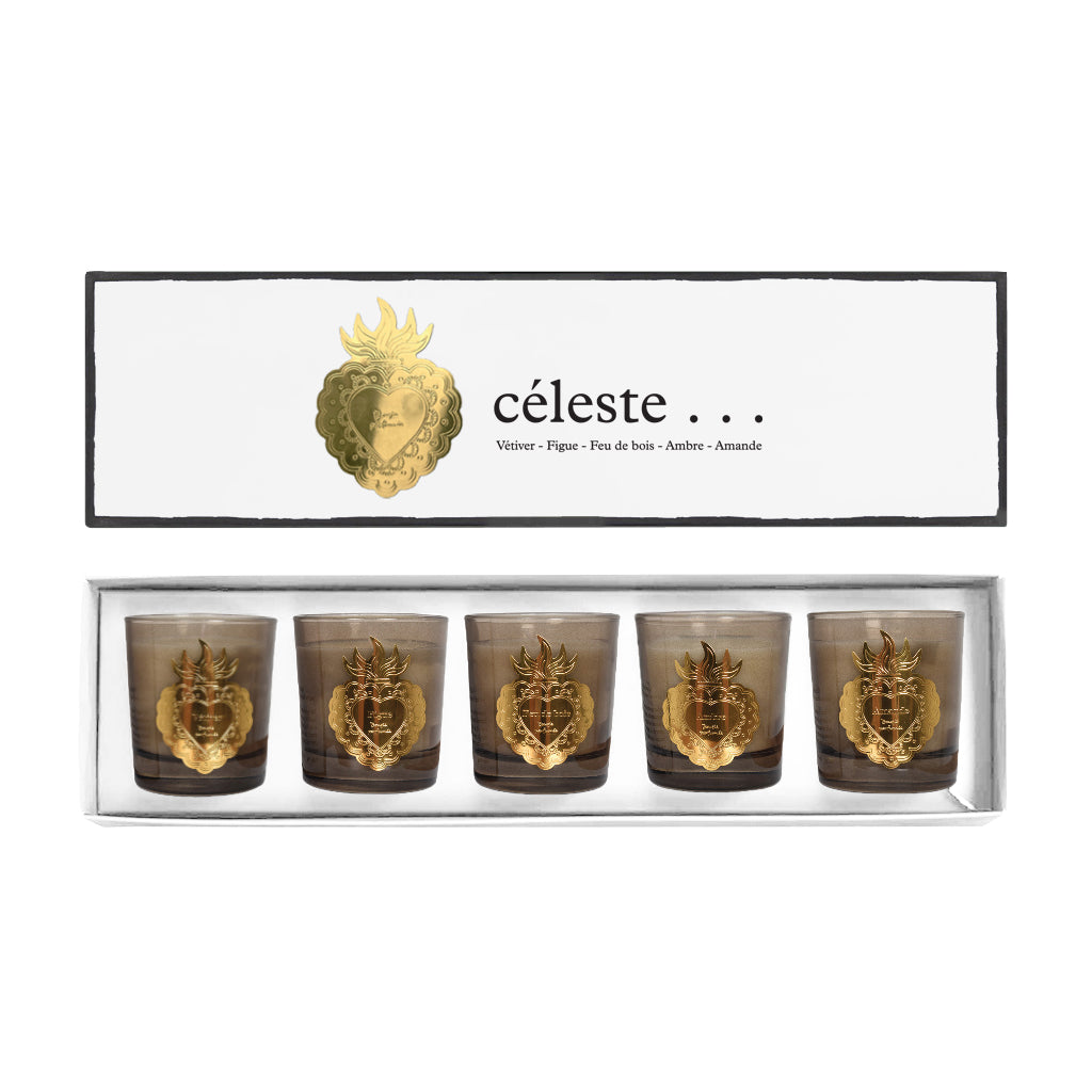 Coffret de 5 bougies Céleste D4,5 H5cm