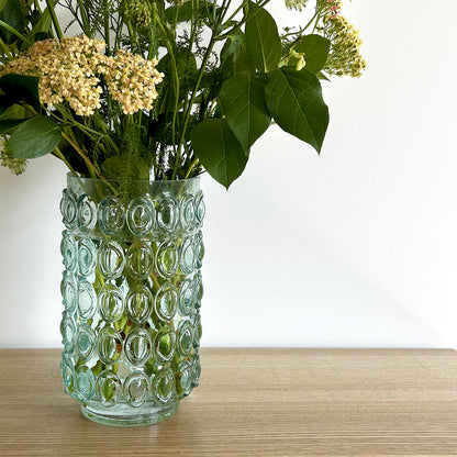 Vase bal vert/bleu clair pm D14 H23cm