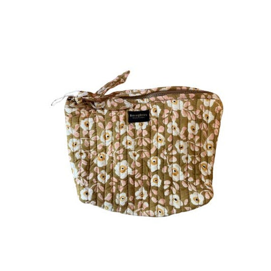 Trousse de maquillage - flower seventies kaki