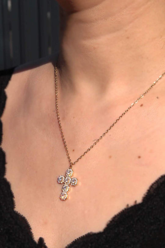 Collier Croix en Argent Inoxydable: Doré / TU
